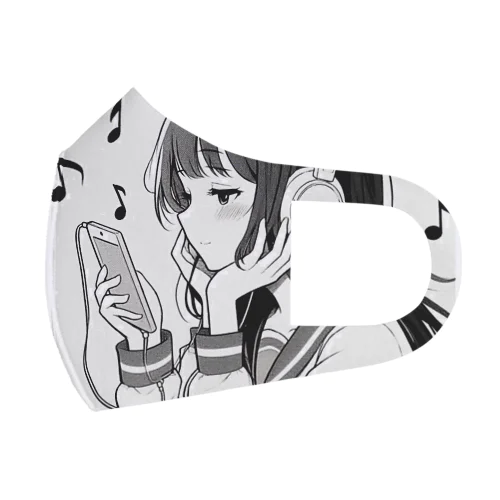 音楽を聴く女の子 Face Mask