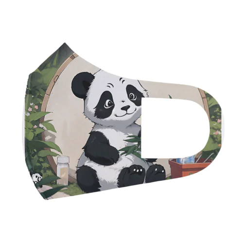 パンダエコワリアン: リサイクルやエコ活動を促進する可愛いパンダ  フルグラフィックマスク
