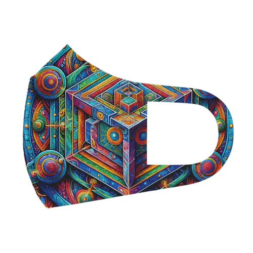 フラクタル超次元立方体〈神の家〉🏠サイケデリックタリスマン フルグラフィックマスク