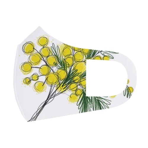 新鮮なカラフルなミモザの花束 フルグラフィックマスク