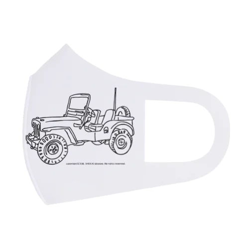 Jeep イラスト ライン画 Face Mask