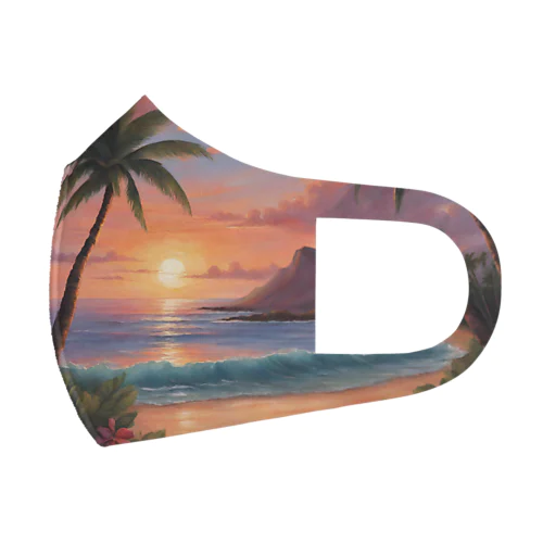 ハワイの夕陽 Face Mask