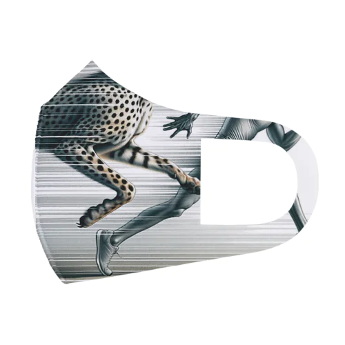 Speed Symbiosis: Man and Cheetah in Stride Face Mask