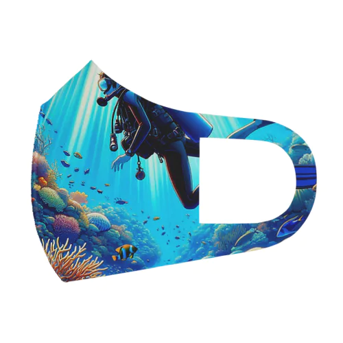 ダイバーとサンゴ礁 フルグラフィックマスク