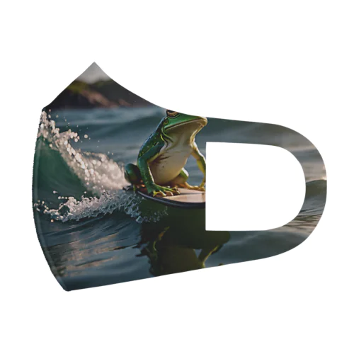 カエルがサーフィン フルグラフィックマスク