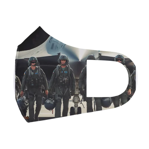 軍用機へと乗り込むパイロット Face Mask