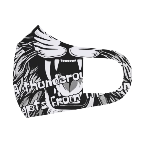 荘厳なる支配者：モノトーンのライオンの描画 フルグラフィックマスク