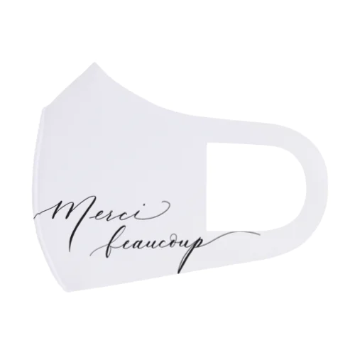 🖤カリグラフィーなメルシー「Merci beaucoup」 Face Mask