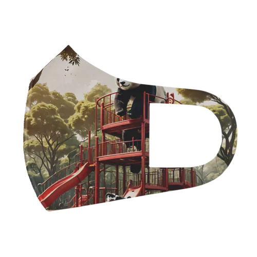 ジャングルジムに乗るパンダのアイテム フルグラフィックマスク