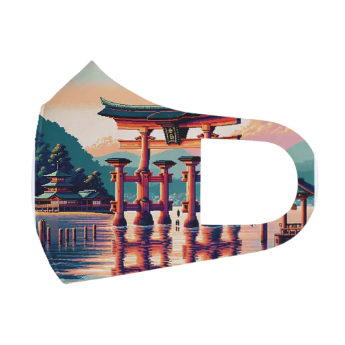 厳島神社（pixel art） Face Mask
