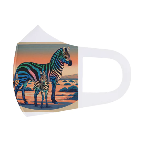 浮世絵風　シマウマ（偉大な野生動物）"Ukiyo-e Style Zebra (Majestic Wild Animal)" "浮世绘风格的斑马（伟大的野生动物）" フルグラフィックマスク