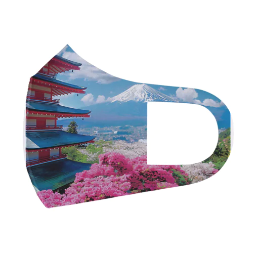 絶景な富士山ツツジ満開な季節 アメジスト2846 Face Mask