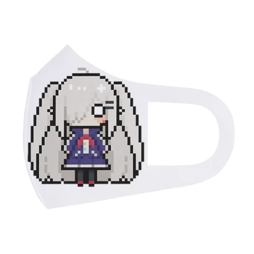 ドット絵の白髪ロング美少女 Face Mask