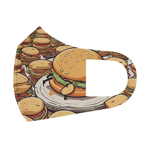 たくさんのハンバーガー フルグラフィックマスク