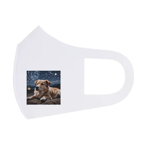 夜の静寂に包まれた写真には、一匹の夜行性の犬が佇んでいます。 フルグラフィックマスク