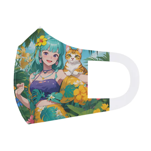 猫と少女 Face Mask