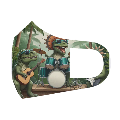 かっこいい恐竜　楽器演奏家 Face Mask