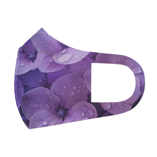 雨に濡れる　紫陽花 Face Mask