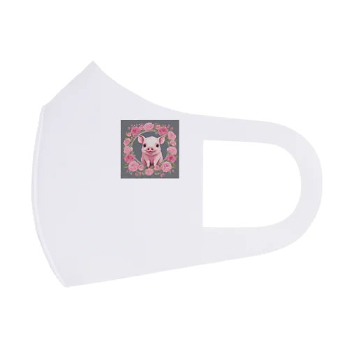 マイクロブタピンク薔薇 Face Mask