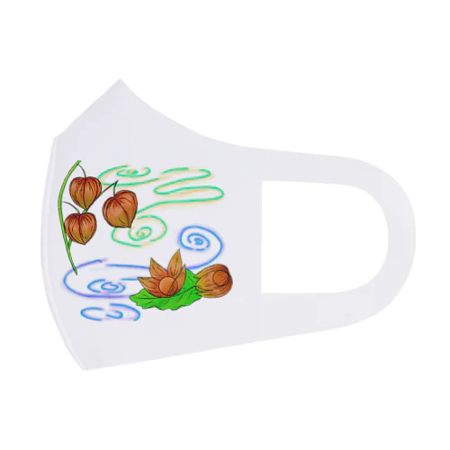 枝つきホオズキ 水紋（和柄）その2 フルグラフィックマスク