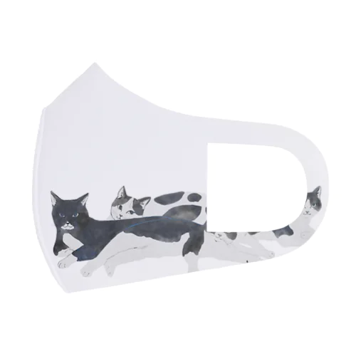 白黒猫たち フルグラフィックマスク