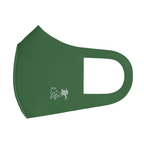 焚き火キャットマスク（緑） Face Mask