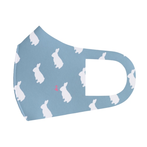 うさぎのモックのうたっちマスク くすみブルー Face Mask