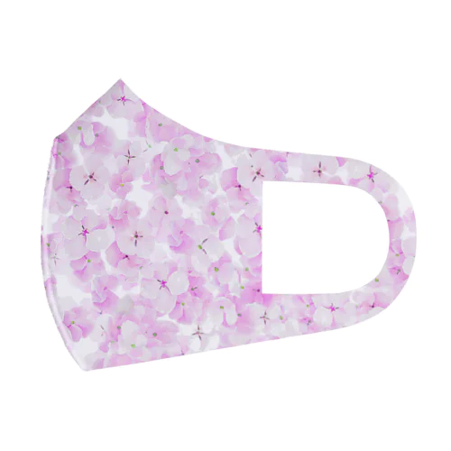 紫陽花の花びらピンク フルグラフィックマスク