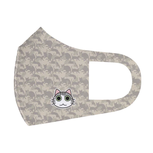 さばしろワッフルくん　猫カモフラージュ Face Mask