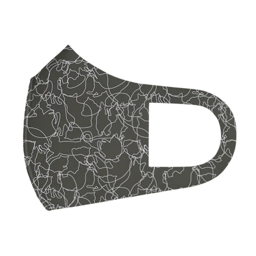 シルエットニャンコ　グレー フルグラフィックマスク