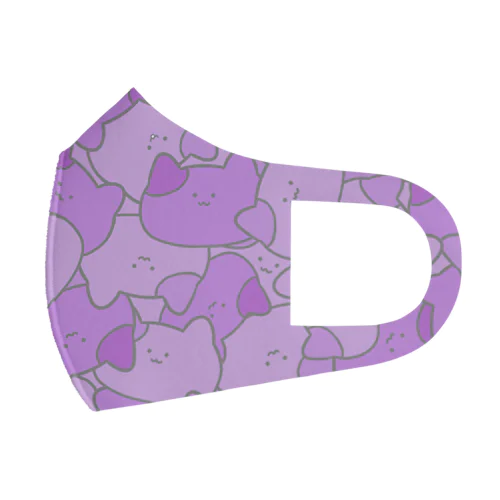 ねこいっぱいマスク（紫） フルグラフィックマスク