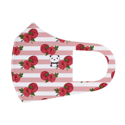 rose × panda ピンクボーダー＆無地ピンク Face Mask