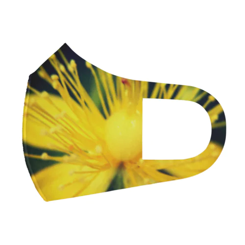 黄色いお花のズーム フルグラフィックマスク