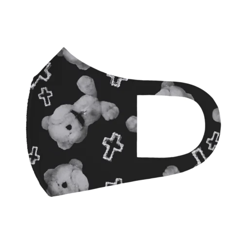 Peek-a-boo CROSS Teddy Monochrome Random　sq Face Mask