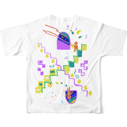 宇宙　夜　窓辺　ラジオ　電波　繋がる All-Over Print T-Shirt