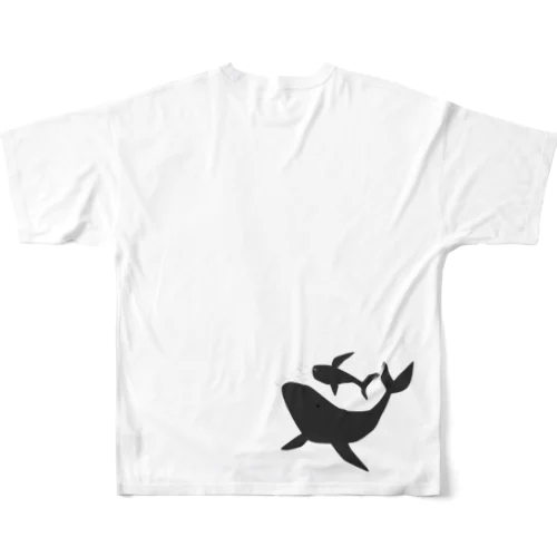 クジラの親子 フルグラフィックTシャツ