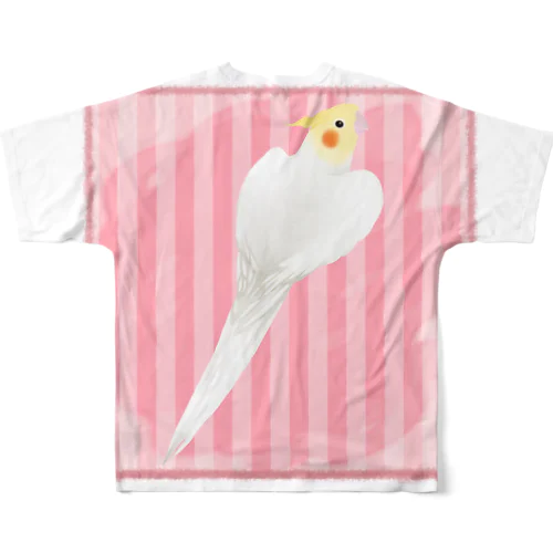 オカメインコ　ハートルチノーオカメインコ【まめるりはことり】 フルグラフィックTシャツ