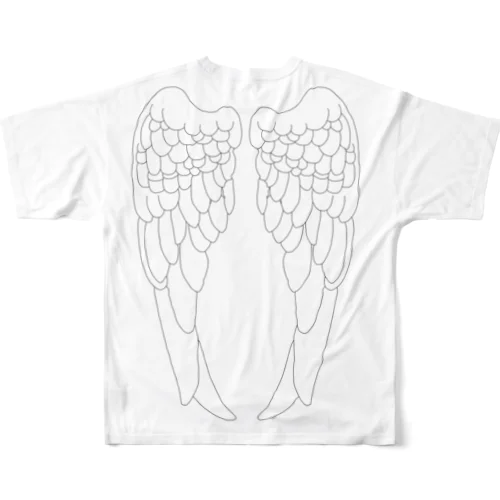 天使の羽　ホワイト フルグラフィックTシャツ