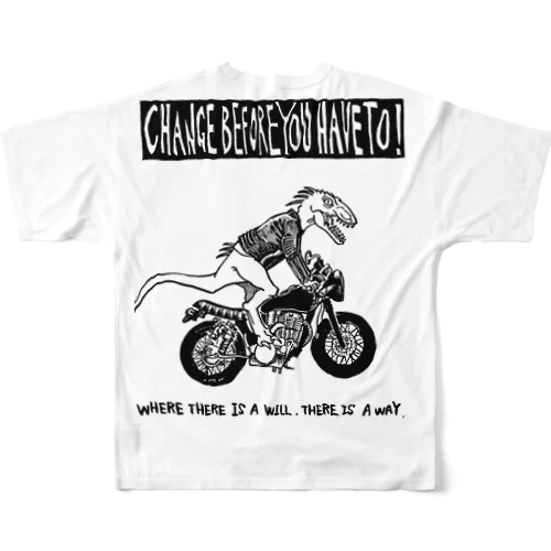 Raptor on a motorcycle フルグラフィックTシャツ