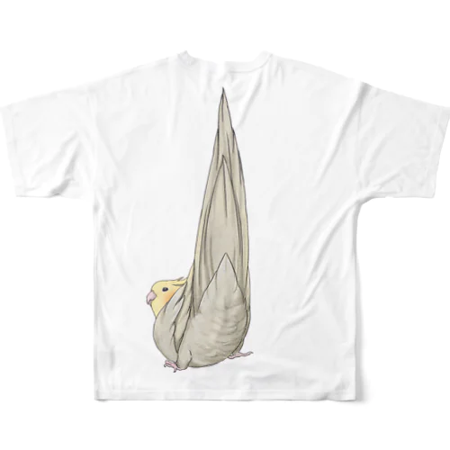 尾羽がピン　可愛いオカメインコちゃん【まめるりはことり】 フルグラフィックTシャツ