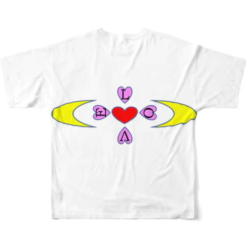月の導き　LOVE フルグラフィックTシャツ