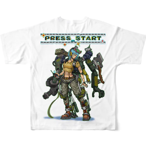 “PRESS START” 1-#2 フルグラフィックTシャツ
