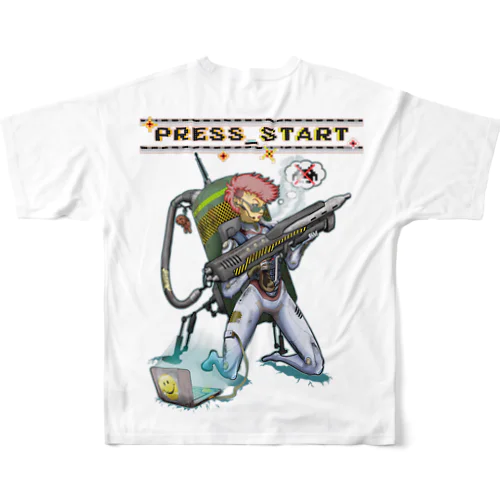 “PRESS START” 2-#2 フルグラフィックTシャツ