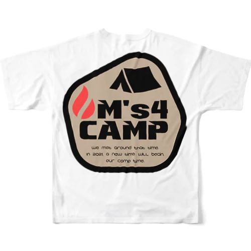M's4CAMP カーキ フルグラフィックTシャツ