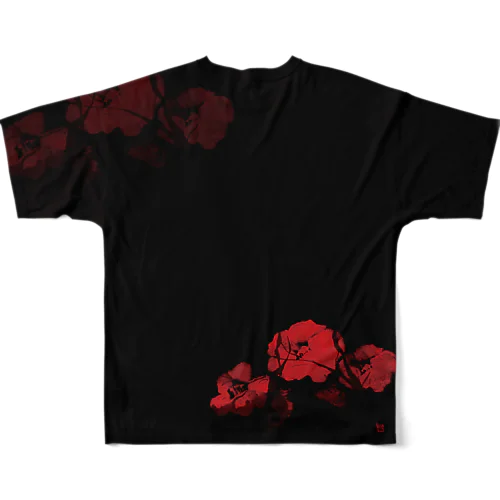 寒椿_Red All-Over Print T-Shirt