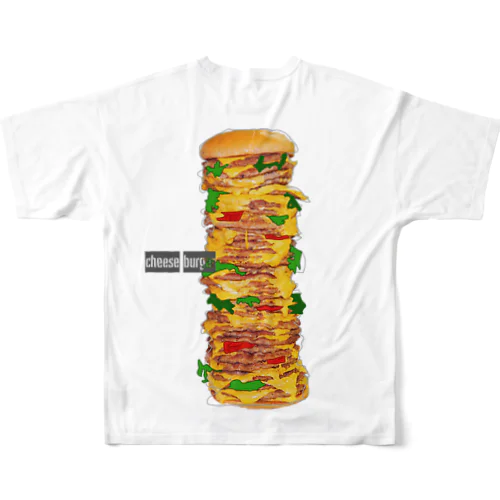 チーズバーガーのお墓（シンプル） All-Over Print T-Shirt