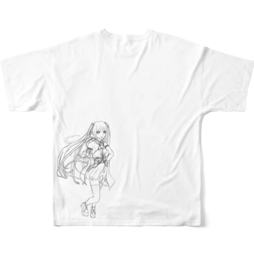 魔法使い線画 フルグラフィックTシャツ