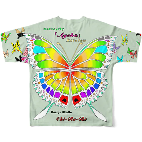 Butterfly「Ageha」Rainbowシリーズ『Ash』 All-Over Print T-Shirt