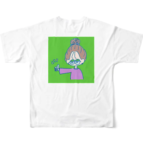 サムズアップする女の子 フルグラフィックTシャツ