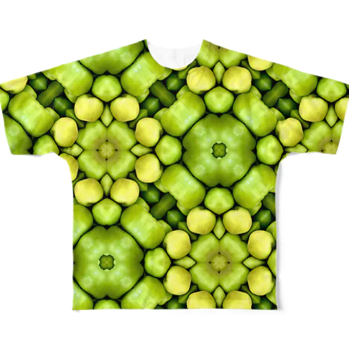 ビタミン摂取の為に食べる、グリーンアップル フルグラフィックTシャツ